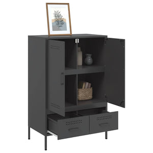 Credenza-Buffet-Armadio da cucina Nera 68x39x101,5 cm in Acciaio 399547