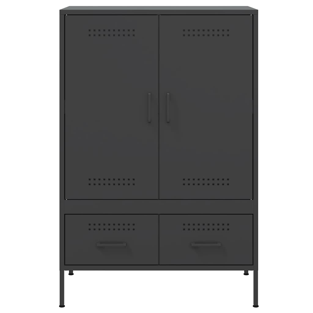 Credenza-Buffet-Armadio da cucina Nera 68x39x101,5 cm in Acciaio 399547