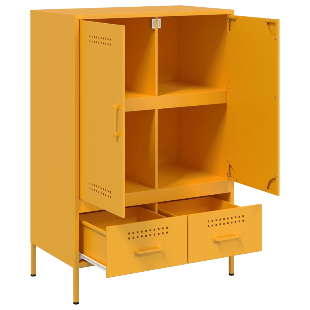 vidaXL Credenza Giallo Senape 68x39x101,5 cm in Acciaio