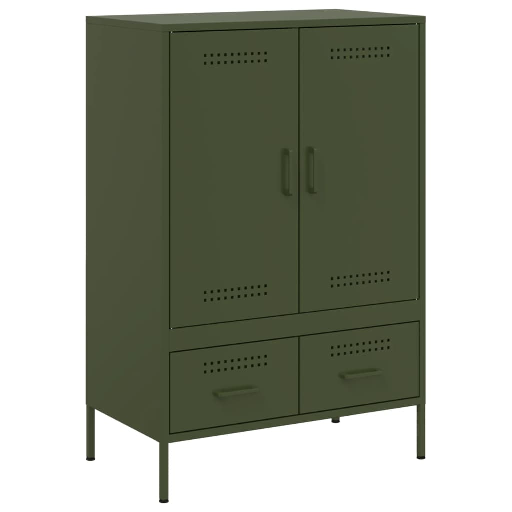 vidaXL Credenza Verde Oliva 68x39x101,5 cm in Acciaio