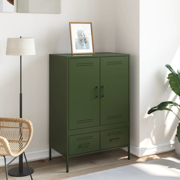 vidaXL Credenza Verde Oliva 68x39x101,5 cm in Acciaio