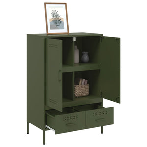 vidaXL Credenza Verde Oliva 68x39x101,5 cm in Acciaio