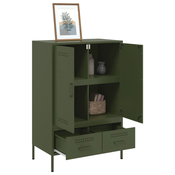 vidaXL Credenza Verde Oliva 68x39x101,5 cm in Acciaio