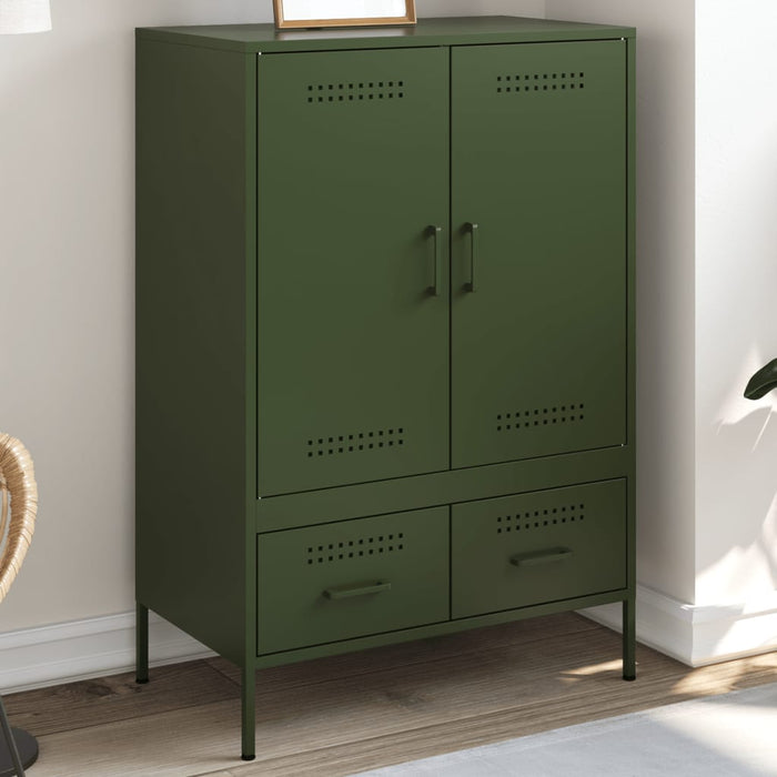vidaXL Credenza Verde Oliva 68x39x101,5 cm in Acciaio
