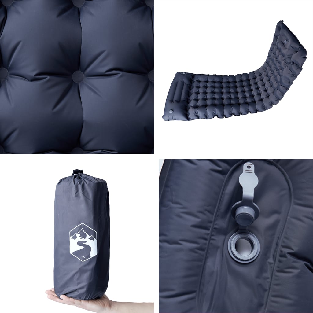 Materasso Campeggio Autogonfiabile con Cuscini 1 Persona Grigio 4007094