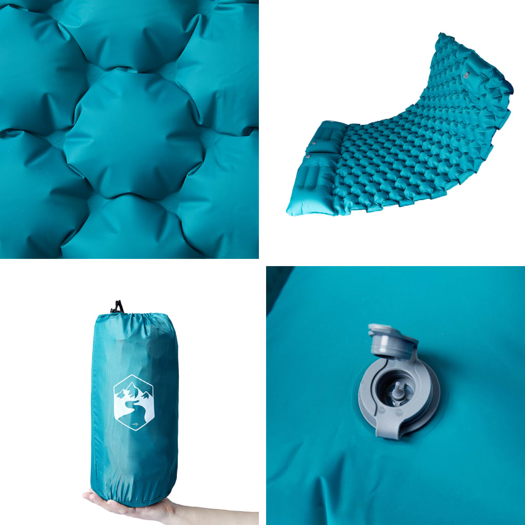 Materasso da Campeggio Autogonfiabile con Cuscini 2 Persone Blu