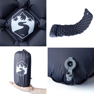 Materasso Campeggio Gonfiabile con Cuscino 1 Persona Grigio