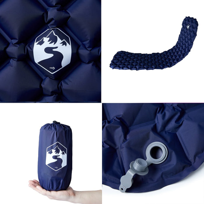 Materasso Campeggio Gonfiabile 1 Persona Blu Marino 190x58x6 cm