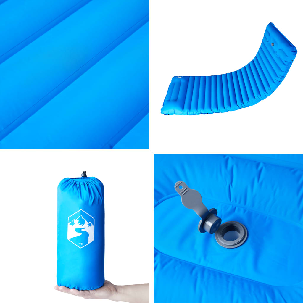 Materasso da Campeggio Autogonfiabile con Cuscini 1 Persona Blu