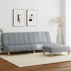 Divano Letto a 2 Posti con Poggiapiedi-Sofa Letto 2 Posti-Daybed Grigio Chiaro in Tessuto 762911