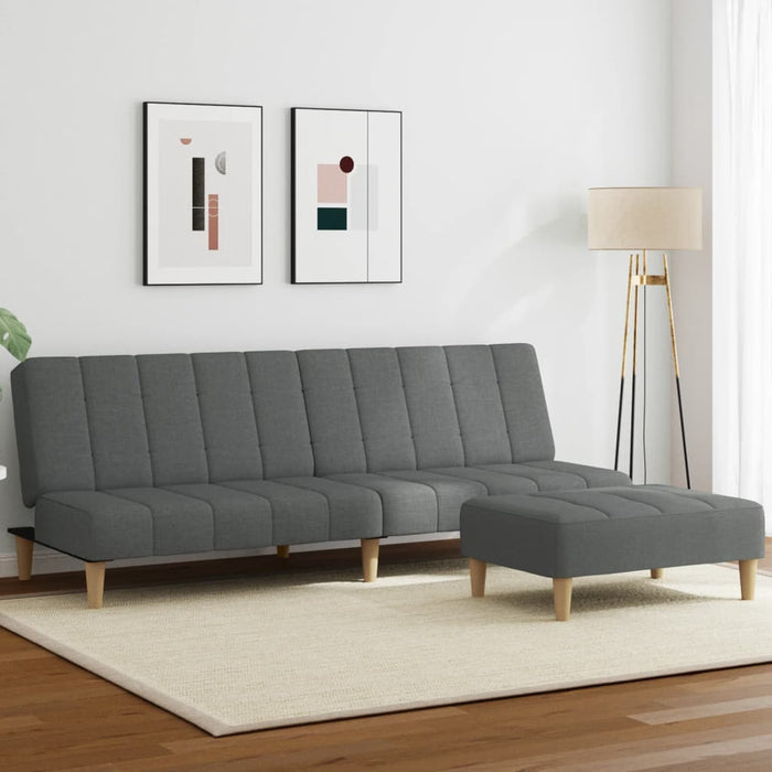 Divano Letto 2 Posti con Poggiapiedi-Sofa Letto 2 Posti-Daybed Grigio Scuro in Tessuto 778943