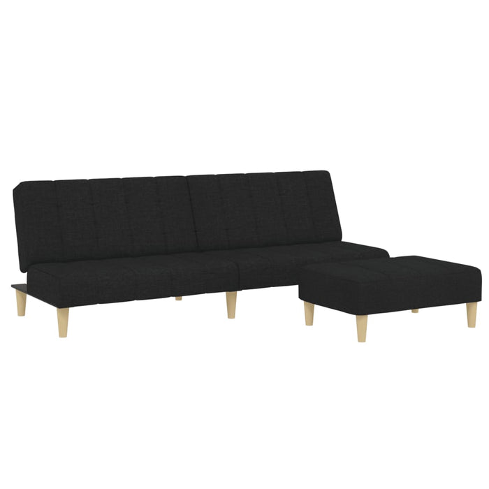 Divano Letto a 2 Posti con Poggiapiedi-Sofa Letto 2 Posti-Daybed Nero in Tessuto 981003