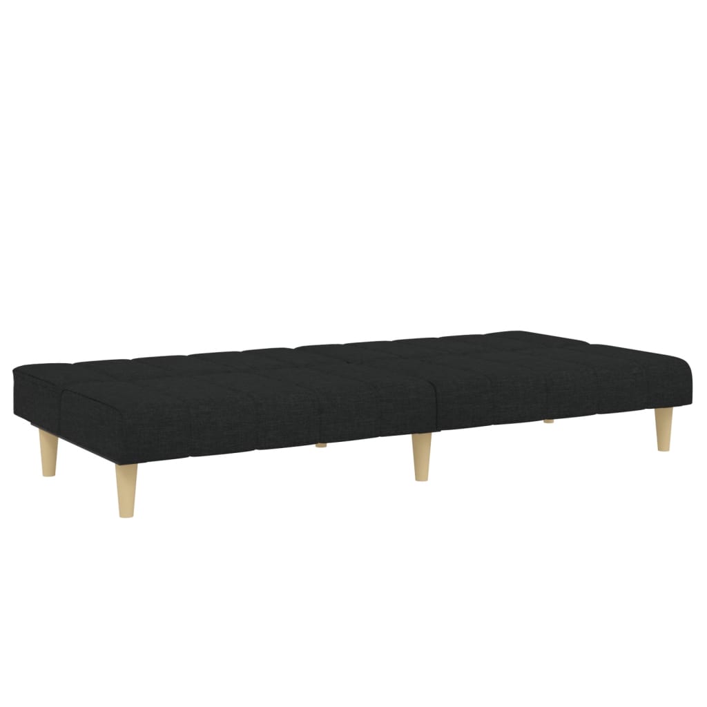 Divano Letto a 2 Posti con Poggiapiedi-Sofa Letto 2 Posti-Daybed Nero in Tessuto 981003
