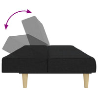 Divano Letto a 2 Posti con Poggiapiedi Nero in Tessuto