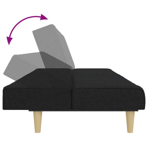Divano Letto a 2 Posti con Poggiapiedi-Sofa Letto 2 Posti-Daybed Nero in Tessuto 981003