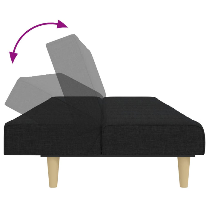 Divano Letto a 2 Posti con Poggiapiedi-Sofa Letto 2 Posti-Daybed Nero in Tessuto 981003
