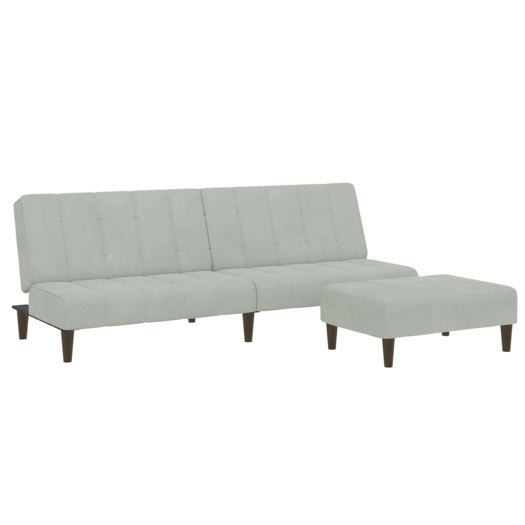 Divano Letto a 2 Posti con Poggiapiedi-Sofa Letto 2 Posti-Daybed Grigio Chiaro in Velluto 656962