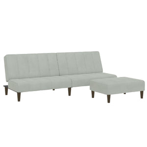 Divano Letto a 2 Posti con Poggiapiedi-Sofa Letto 2 Posti-Daybed Grigio Chiaro in Velluto 656962