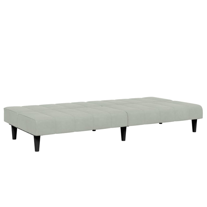 Divano Letto a 2 Posti con Poggiapiedi-Sofa Letto 2 Posti-Daybed Grigio Chiaro in Velluto 656962