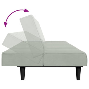 Divano Letto a 2 Posti con Poggiapiedi-Sofa Letto 2 Posti-Daybed Grigio Chiaro in Velluto 656962