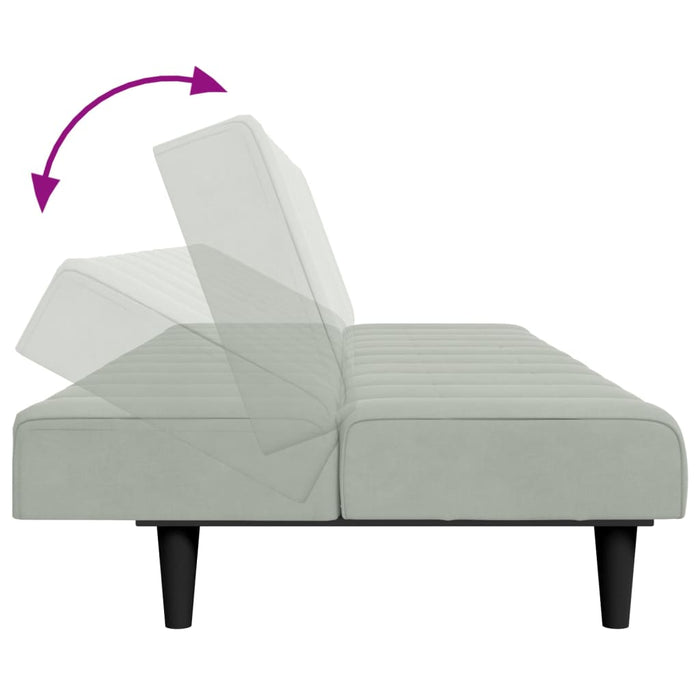 Divano Letto a 2 Posti con Poggiapiedi-Sofa Letto 2 Posti-Daybed Grigio Chiaro in Velluto 656962