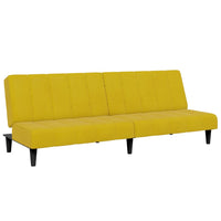 Divano Letto 2 Posti con Sgabello Giallo in Velluto 3258096