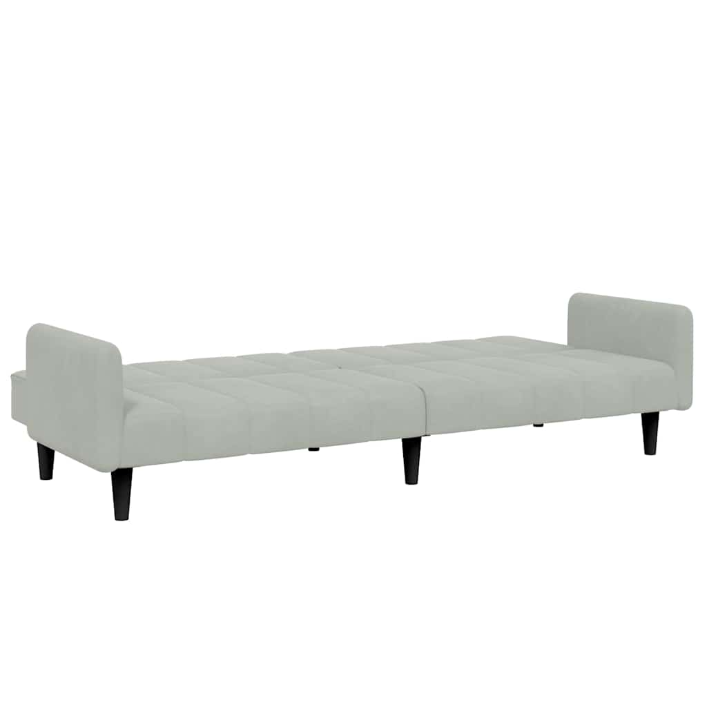 Divano Letto a 2 Posti con Poggiapiedi-Sofa Letto 2 Posti-Daybed Grigio Chiaro in Velluto 506341