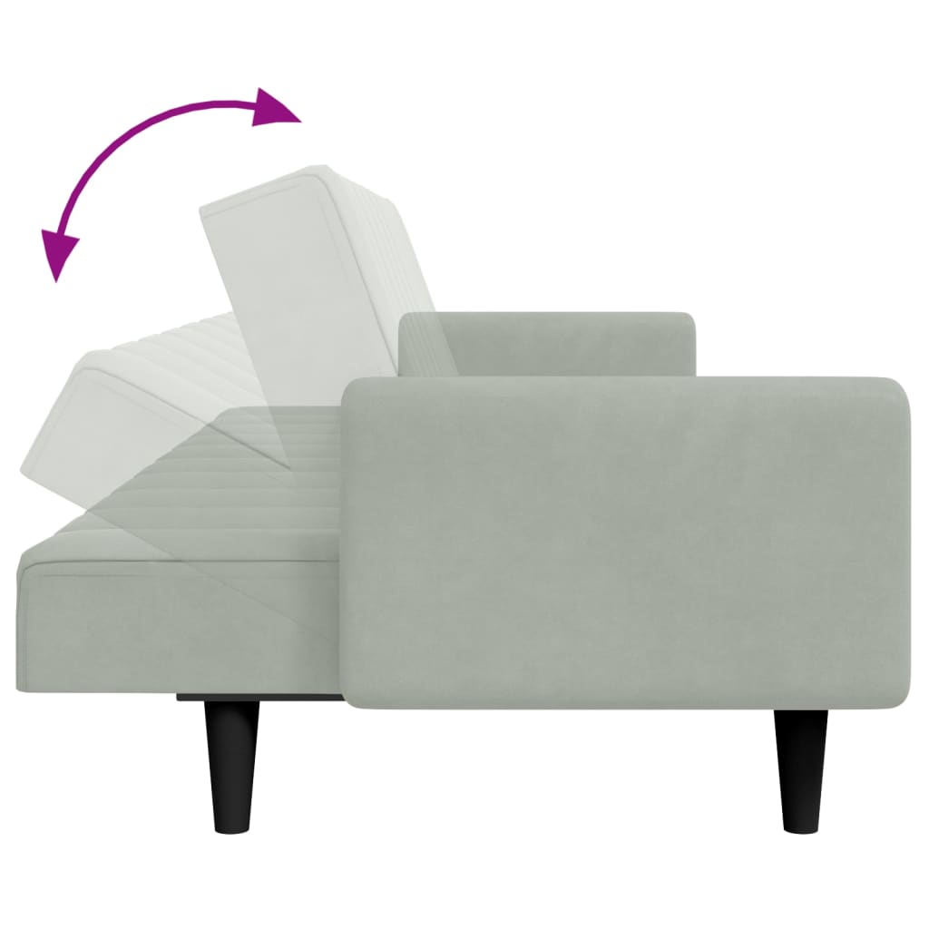 Divano Letto a 2 Posti con Poggiapiedi-Sofa Letto 2 Posti-Daybed Grigio Chiaro in Velluto 506341