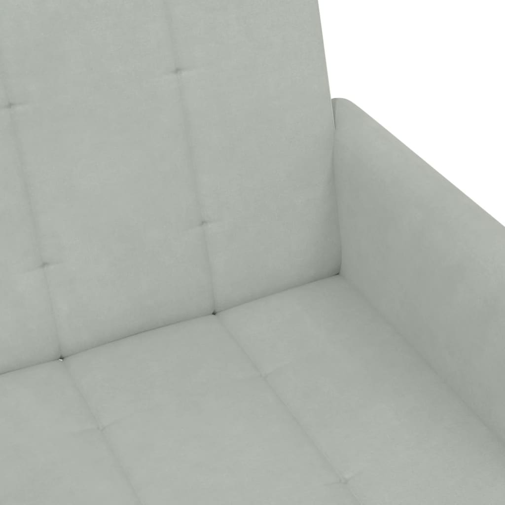 Divano Letto a 2 Posti con Poggiapiedi Grigio Chiaro in Velluto 3258098