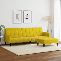 Divano Letto 2 Posti con Sgabello Giallo in Velluto 3258102