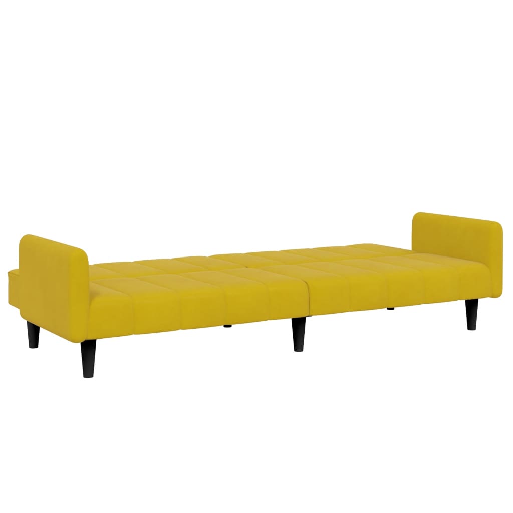 Divano Letto 2 Posti con Sgabello Giallo in Velluto 3258102