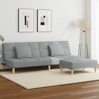 Divano Letto a 2 Posti con Poggiapiedi-Sofa Letto 2 Posti-Daybed Grigio Chiaro in Tessuto 662645