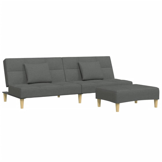 Divano Letto 2 Posti con Poggiapiedi-Sofa Letto 2 Posti-Daybed Grigio Scuro in Tessuto 639246