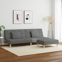 Divano Letto 2 Posti con Poggiapiedi Grigio Scuro in Tessuto 3258104