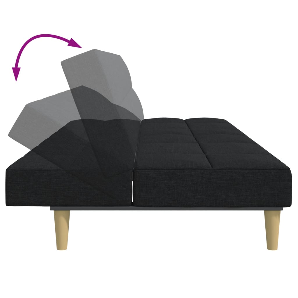 Divano Letto a 2 Posti con Poggiapiedi Nero in Tessuto 3258105