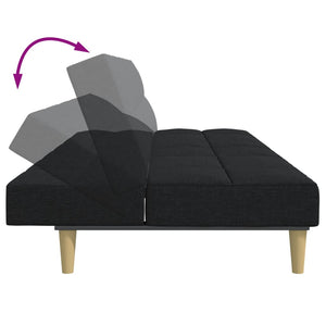 Divano Letto a 2 Posti con Poggiapiedi Nero in Tessuto 3258105