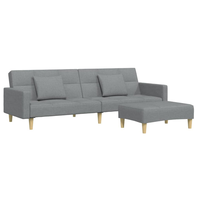 Divano Letto a 2 Posti con Poggiapiedi-Sofa Letto 2 Posti-Daybed Grigio Chiaro in Tessuto 652470