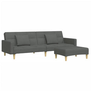 Divano Letto 2 Posti con Poggiapiedi-Sofa Letto 2 Posti-Daybed Grigio Scuro in Tessuto 491454