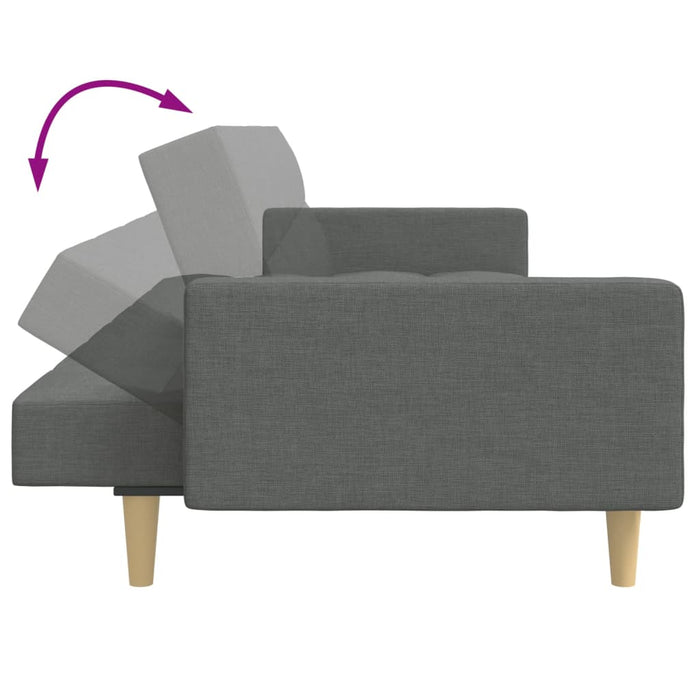 Divano Letto 2 Posti con Poggiapiedi-Sofa Letto 2 Posti-Daybed Grigio Scuro in Tessuto 491454