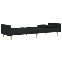 Divano Letto a 2 Posti con Poggiapiedi-Sofa Letto 2 Posti-Daybed Nero in Tessuto 307272