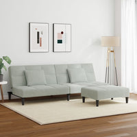 Divano Letto a 2 Posti con Poggiapiedi-Sofa Letto 2 Posti-Daybed Grigio Chiaro in Velluto 451881