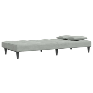Divano Letto a 2 Posti con Poggiapiedi-Sofa Letto 2 Posti-Daybed Grigio Chiaro in Velluto 451881