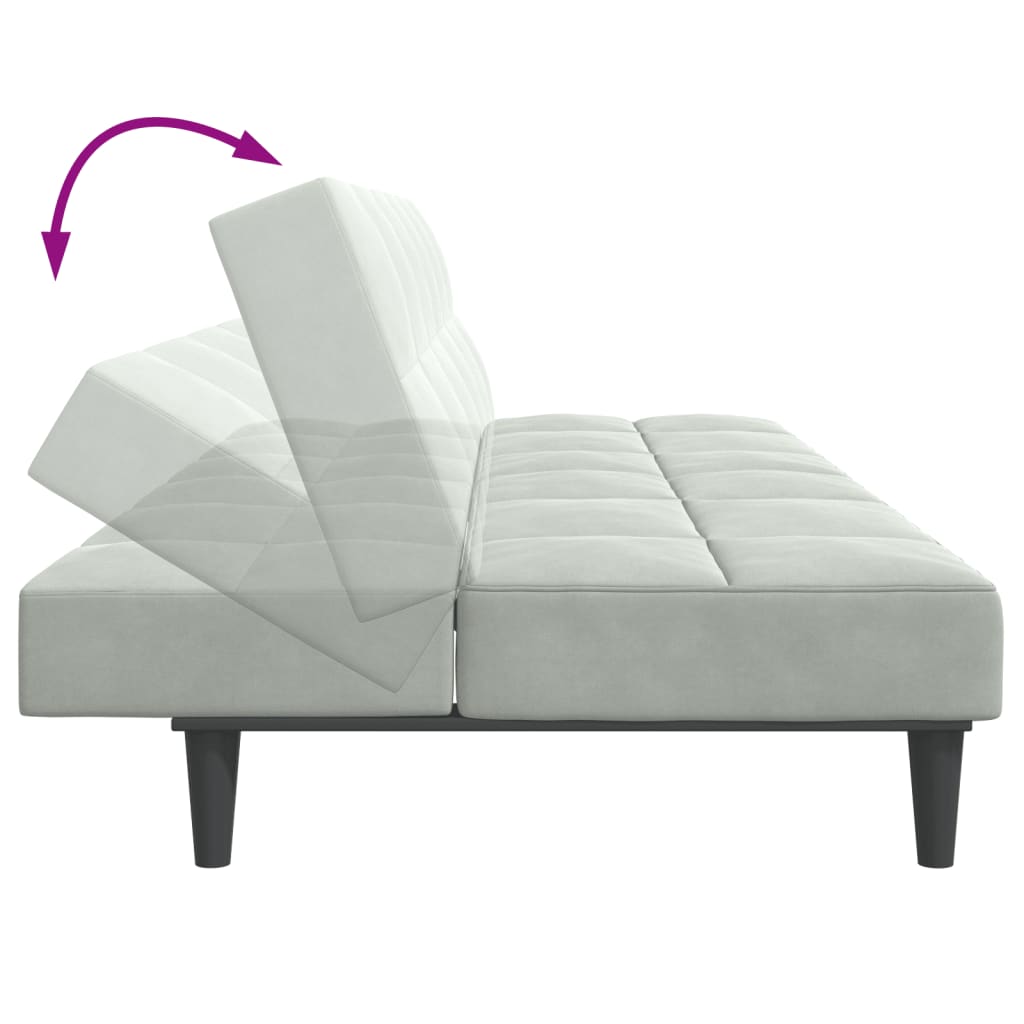 Divano Letto a 2 Posti con Poggiapiedi-Sofa Letto 2 Posti-Daybed Grigio Chiaro in Velluto 451881