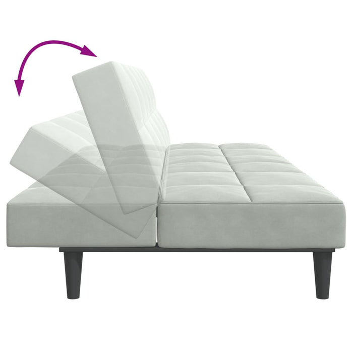 Divano Letto a 2 Posti con Poggiapiedi-Sofa Letto 2 Posti-Daybed Grigio Chiaro in Velluto 451881