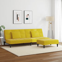 Divano Letto 2 Posti con Sgabello Giallo in Velluto 3258114