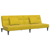 Divano Letto 2 Posti con Sgabello Giallo in Velluto 3258114