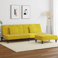 Divano Letto 2 Posti con Sgabello Giallo in Velluto 3258114