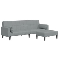 Divano Letto a 2 Posti con Poggiapiedi-Sofa Letto 2 Posti-Daybed Grigio Chiaro in Tessuto 106898