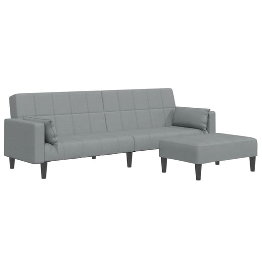 Divano Letto a 2 Posti con Poggiapiedi-Sofa Letto 2 Posti-Daybed Grigio Chiaro in Tessuto 106898
