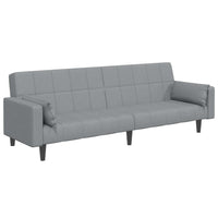 Divano Letto a 2 Posti con Poggiapiedi Grigio Chiaro in Tessuto